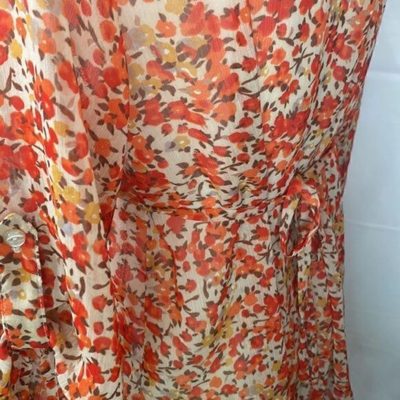 Like New Womens Autumnal Falling of the Leaves Balloon Sleeves Blouse Top - Picture 8 of 13
